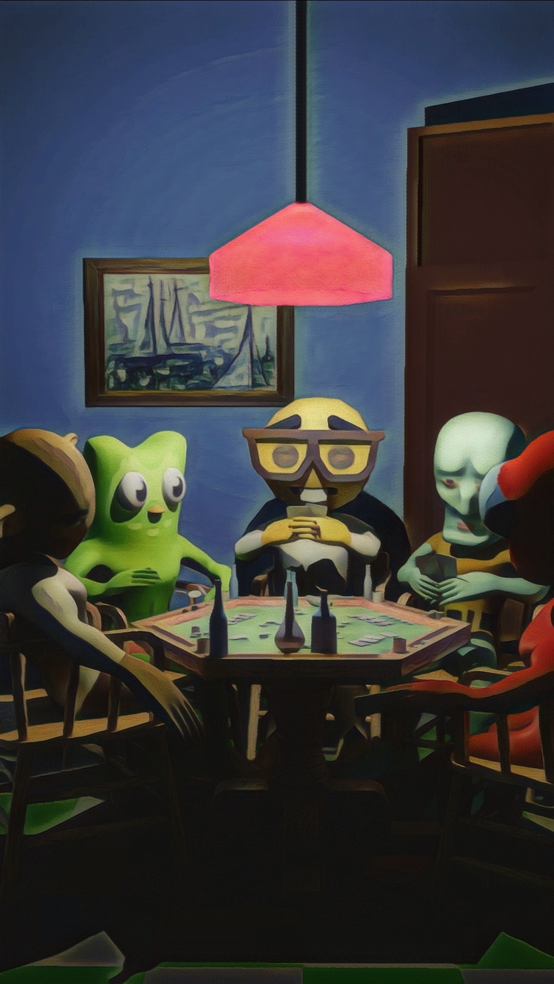 Final render: a Dogs Playing Poker recreation featuring the game's meme characters, designed to create a 'wait, what' reaction. Final render: a Dogs Playing Poker recreation featuring the game's meme characters, designed to create a 'wait, what' reaction.
